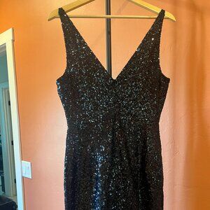 Lulu's - Black Sequin Party Mini Dress, Size Large